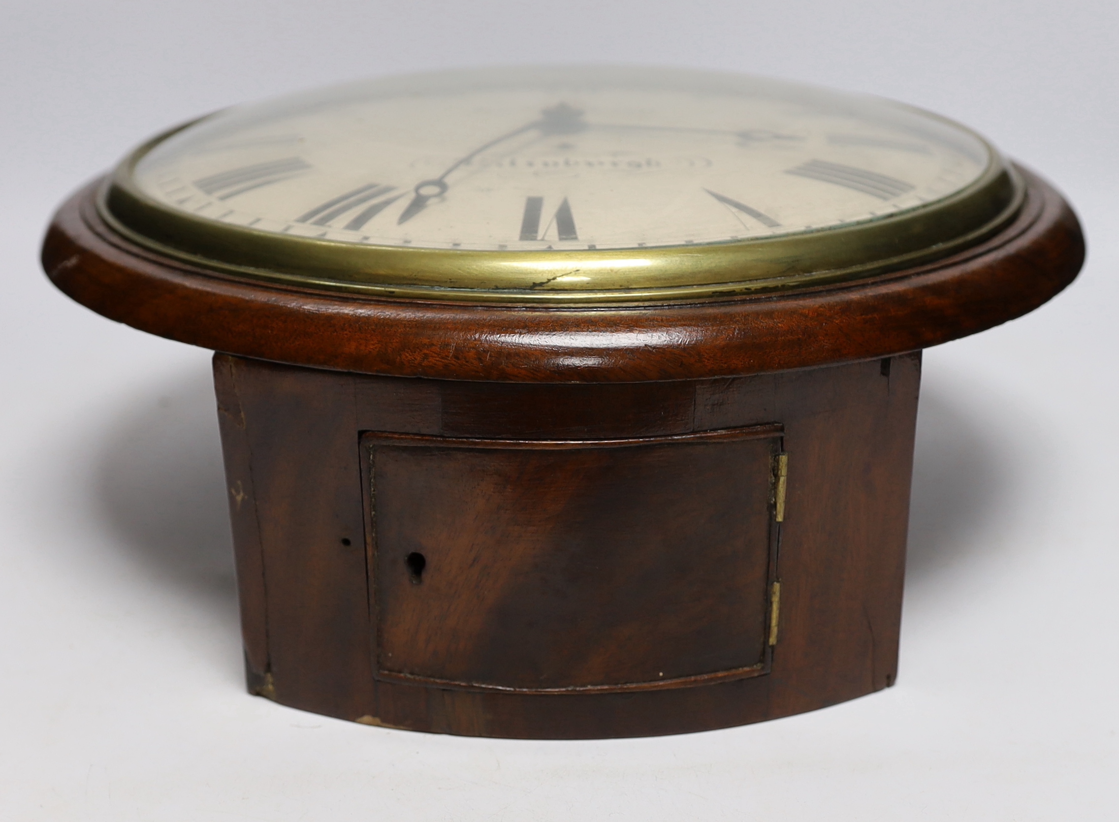 Richie, Edinburgh. A Victorian mahogany single fusee convex wall dial timepiece, 38cm diameter